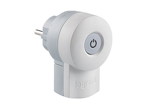 LEGRAND, Schutzkontakt-Stecker mit beleuchtetem LED-Schalter EIN/AUS, Doppelfunktionsstecker, Deutscher Standard, 16 A, 230 V, max. 3680 W, mit Kabelanschluss bis 3 x 1.5 mm², Farbe: Weiß/Grau, 050409 von Legrand