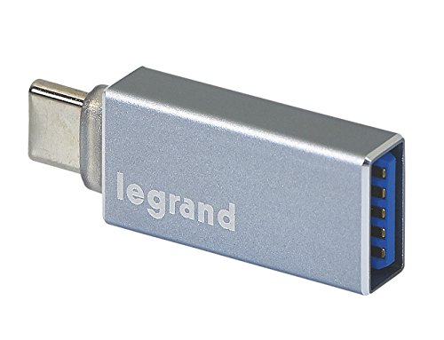 LEGRAND, USB C Adapter auf USB 3.0 mit OTG und Aluminiumgehäuse für USB Typ-C Geräte z.B. MacBook Pro 2017 / 2016, Google Chromebook Pixel, Samsung S9, S8 / S9+, S8+, 050692 von Legrand