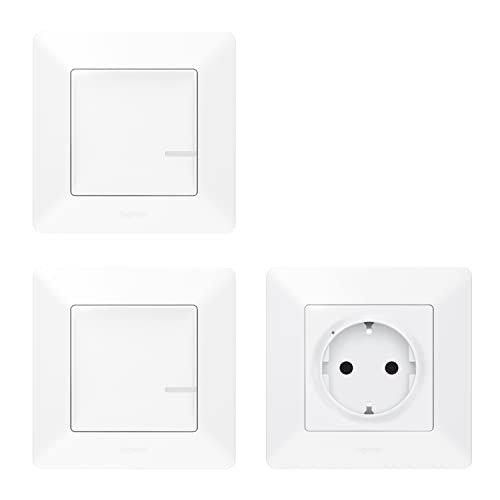 LEGRAND, Valena Life with Netatmo Erweiterungspaket, Funk-Steckdose (3680 W) + Funk-Lichtschalter + Funk-Wandsender, drahtl. Wechselschaltung, Dimmer-Option, App-Steuerung u. Sprachassistent, 752127 von Legrand