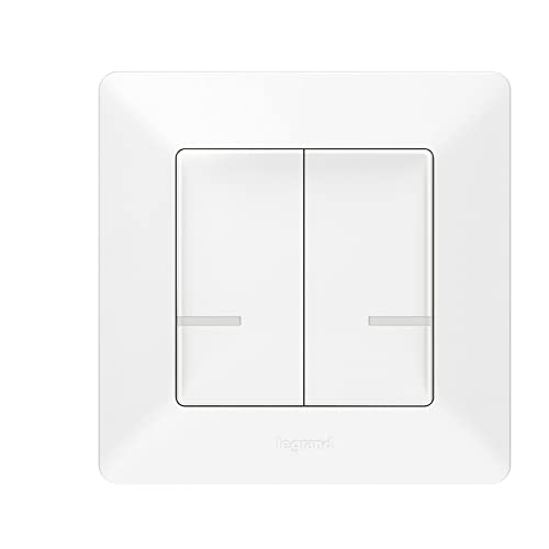 LEGRAND, Valena Life with Netatmo Funk-Wandsender Licht, 2 Schaltwippen, für Funk-Lichtschalter/-Steckdosen, lokale Steuerung o. per App oder Sprachassistent (Alexa, Siri, ..), inkl. Batterie, 752187 von Legrand