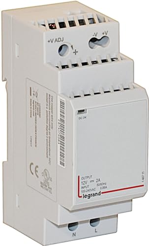 Legrand 146711 Modulares Netzteil, einphasig, 2 Module, Eingang 100 V bis 240 V, Ausgang 12 V, 24 W, 2 A von Legrand