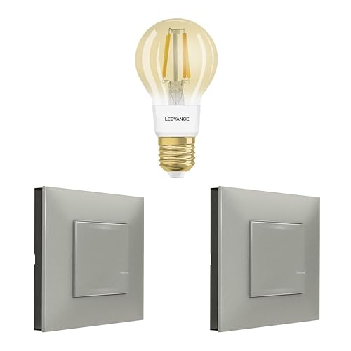 Legrand 199223 - Erweiterungspack Valena Next mit Netatmo: 2 kabellose Beleuchtungsbefehle + 1 intelligente Glühbirne E27 Vintage/Aluminium von Legrand