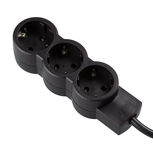 LEGRAND, Steckdosenleiste - Mehrfachstecker mit 3 Steckdosen (3-fach); zur Befestigung an Wand und Tisch; extra flach, 695010 von Legrand