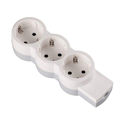 LEGRAND, Steckdosenleiste - Mehrfachstecker mit 3 Steckdosen (3-fach); zur Befestigung an Wand und Tisch; extra flach, 695004 von Legrand