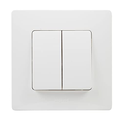 LEGRAND Doppelschalter 10AX, Serie Niloé Monoblock, kompletter Mechanismus mit Rahmen, Weiß, 396471 von Legrand