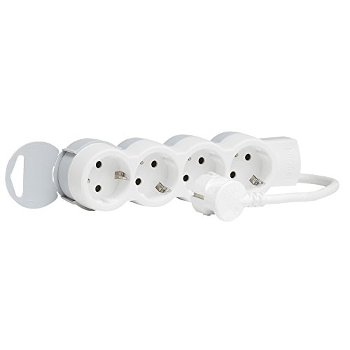 LEGRAND, Steckdosenleiste - Mehrfachstecker mit 4 Steckdosen (4-fach); zur Befestigung an Wand und Tisch; extra flach, 695006 von Legrand