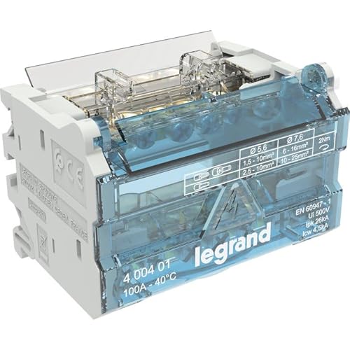 Legrand 400401; Bipolar-Verteiler, 100 A, 6 Ausgänge von Legrand