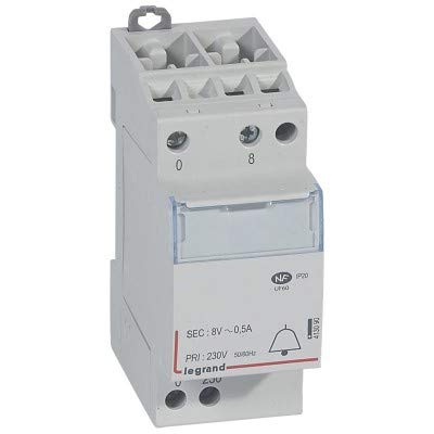 Legrand 413090 Transformator für Klingel, 230 V auf 8 V – 4 VA, 2 Module von Legrand