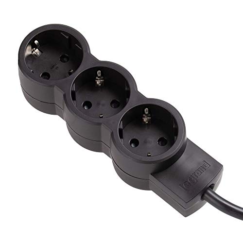 LEGRAND, Steckdosenleiste - Mehrfachstecker mit 3 Steckdosen (3-fach); zur Befestigung an Wand und Tisch; extra flach, 695015 von Legrand