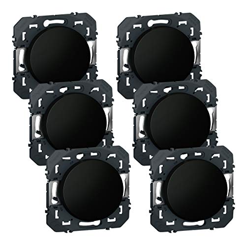 LEGRAND | Dooxie Multipack 6 Wechselschalter, schwarz, kompostierbar, Unterputzmontage, mattes Finish, Schutz lackierter Oberfläche von Legrand