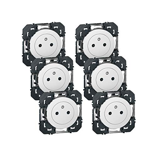 LEGRAND - Elektrische Wandsteckdose, 16 A, mit Erdung, dooxie Oberfläche, 2P + T, bündig, mit einziehbarem Boden, Weiß, 6 Stück LEGRAND - Elektrische Wandsteckdose, 16 A, mit Erdung, dooxie Oberfläche, 2P + T, bündig, mit einziehbarem Boden, Weiß, 6 Stück von Legrand