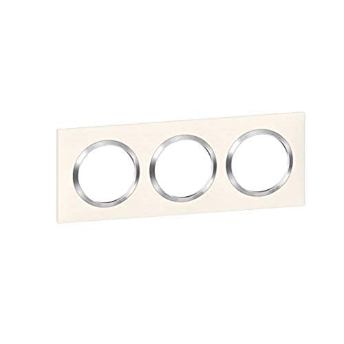 Legrand LEG600843 3P BLC Türschild Dooxie quadratisch 3 fach weiß mit Ring, Chrom-Effekt von Legrand