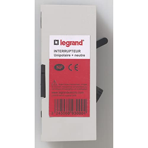 Legrand LEG93000 Schalter-Set mit Sicherungselement, 1-polig mit Neutralleiter, max. 4600 W bei 230 V, Grau von Legrand