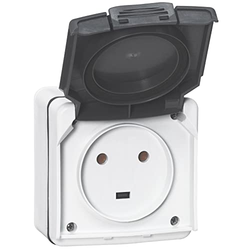 LEGRAND - Wasserdichte Steckdose, Leistung 20 A, mit Erde Plexo, Steckdose 2P + T, maximale Leistung 4600 W, 2 Waben, Aufputz, hergestellt in Frankreich, Grau von Legrand
