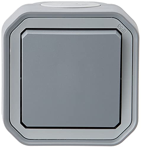 Legrand - Schalter oder Wechselschalter, wasserdicht, Plexo 10 A, komplett für Montage in grauem Aufputz von Legrand