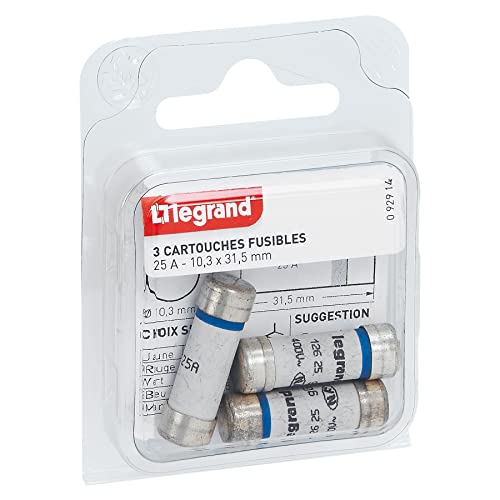 Legrand leg92914 Sicherung Tintenpatrone für Sicherungshalter ohne LED-Anzeige 25 A 5750 W 10,3 x 31,5 mm von Legrand