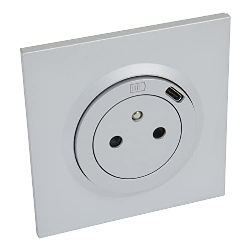 legrand 95036 Dooxie-Steckdose + Ladegerät USx1 Typ C, 1 Komplettstation, Aluminium 95036, Aluminium von Legrand