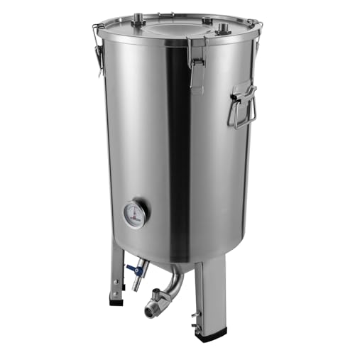 Edelstahl Druck GäRtank Konisch GäRbehäLter Fermenter Abdichtung Bier Konischer KüHler Heimbrauen Mit Skala Ablaufhahn Schlammreduzierung GäRungsrohr Drei Rutschfeste FüßE Temperaturkontrolle von Legwfdthy