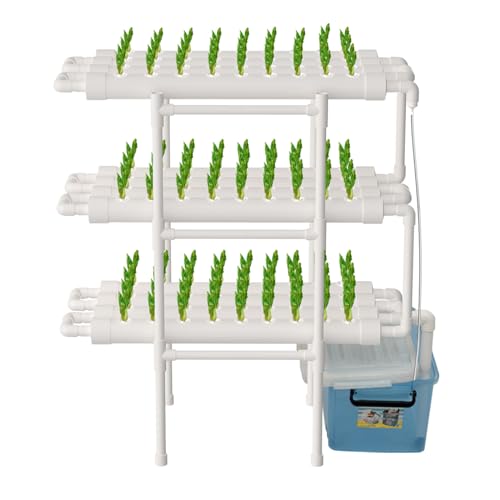 Legwfdthy Hydropenanbau Kit Erde Ohne Anbau Verwenden Von PVC U Rohr Mit Timing GeräT 3 Schicht 108 Loch Erdloses Hydroponik Vegetable Hydroponic Growing System Growkit Plant Hydrokultur Grow Sites von Legwfdthy