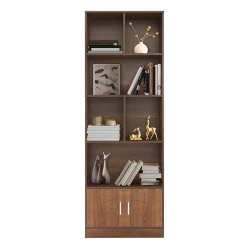 Legwfdthy Mehrzweck Organizer Kratzfestes Regal Aufbewahrung FüR Arbeitszimmer GroßEs Aufbewahrungsregal BüCherregal Freistehendes Mit TüRen Modernes Offenen Zur Von BüChern Spielzeug (Rotbraun) von Legwfdthy