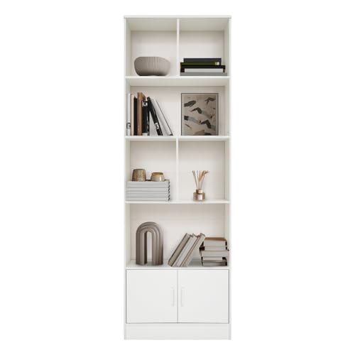Legwfdthy Mehrzweck Organizer Kratzfestes Regal Aufbewahrung FüR Arbeitszimmer GroßEs Aufbewahrungsregal BüCherregal Freistehendes Mit TüRen Modernes Offenen Zur Von BüChern Spielzeug (Weiß) von Legwfdthy
