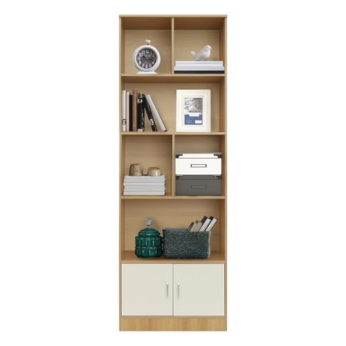 Mehrzweck Organizer Kratzfestes Regal Aufbewahrung FüR Arbeitszimmer GroßEs Aufbewahrungsregal BüCherregal Freistehendes Mit TüRen Modernes Offenen Zur Von BüChern Spielzeug (Holzfarbe+Weiß) von Legwfdthy