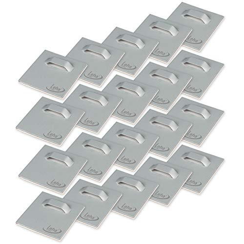 Leha® Selbstklebendes Haftblech 4,5x4,5cm mit Öse, Spiegelaufhänger, Aufhängeblech, Klebeblech, Dibondaufhänger (20 Stück) von Leha