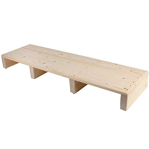 Lehom Tritthocker aus Holz, 99,8 x 30,0 x 10,9 cm, Bettseiten-Tritthocker, solider Fußhocker, Mobilität und Stabilität, Trittstufe für Kleinkinder, Senioren, Haustiere, drinnen und draußen von Lehom