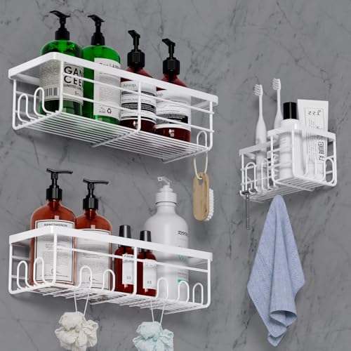 Lehuveky Duschablage ohne Bohren - 3 Stück Schwarz Duschregal - Rostfrei Badezimmer Regal mit Zahnbürstenhalter - Große Badregal Shampoo Halterung für Dusch Lehuveky Duschablage ohne Bohren - 3 Stück Schwarz Duschregal - Rostfrei Badezimmer Regal mit Zahnbürstenhalter - Große Badregal Shampoo Halterung für Dusch von Lehuveky