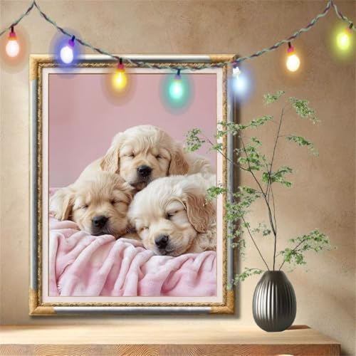 5D Diamond Painting Kinder, Diamant Painting Bilder für Erwachsene Große (100x133cm), DIY Welpen,Tiere Full Drill Crystal Art Mosaikherstellung Basteln Kits für Geschenk, Home Wand Décor 59N-1699 von LeiDong