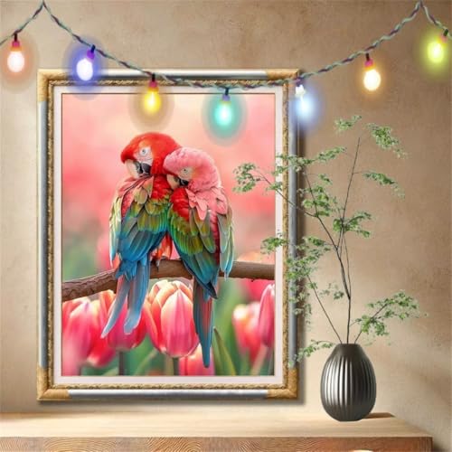 5D Diamond Painting Kinder, Diamant Painting Bilder für Erwachsene Große (120x160cm), DIY Papagei,Tulpe Full Drill Crystal Art Mosaikherstellung Basteln Kits für Geschenk, Home Wand Décor 59N-700 von LeiDong