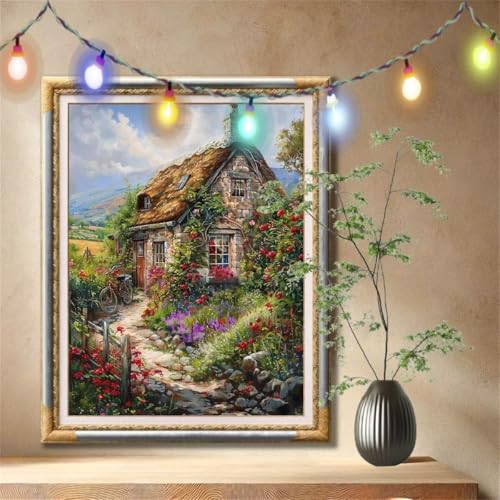 5D Diamond Painting Kinder, Diamant Painting Bilder für Erwachsene Große (30x40cm), DIY Landschaft,Hütte Full Drill Crystal Art Mosaikherstellung Basteln Kits für Geschenk, Home Wand Décor 59N-332 von LeiDong