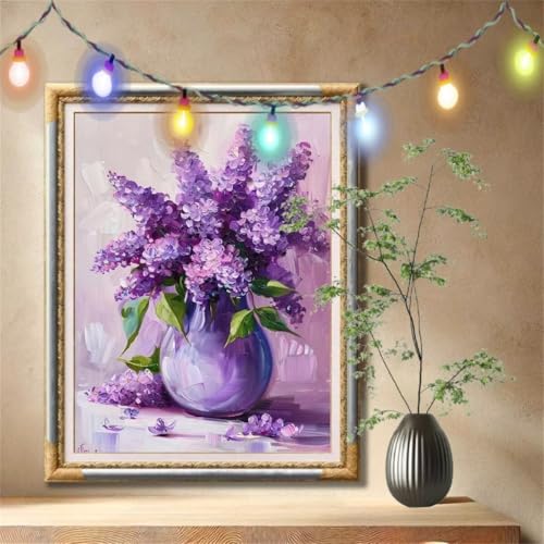 5D Diamond Painting Kinder, Diamant Painting Bilder für Erwachsene Große (30x40cm), DIY Lavendel,Blume Full Drill Crystal Art Mosaikherstellung Basteln Kits für Geschenk, Home Wand Décor 59N-1332 von LeiDong