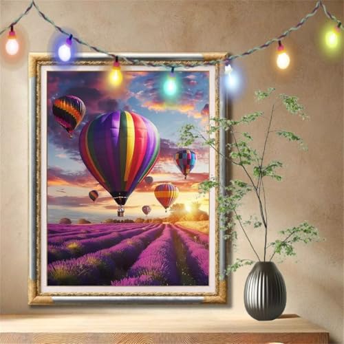 5D Diamond Painting Kinder, Diamant Painting Bilder für Erwachsene Große (80x107cm), DIY Heißluftballon,Landschaft Full Drill Crystal Art Mosaikherstellung Basteln Kits für Home Wand Décor 59N-377 von LeiDong