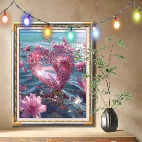 5D Diamond Painting Kinder,Diamant Painting Bilder für Erwachsene Große (30x40cm),DIY Kristallherz,Blume Full Drill Crystal Art Mosaikherstellung Basteln Kits für Geschenk,Home Wand Décor 59N-452 von LeiDong