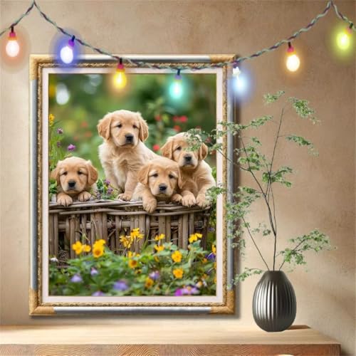 5D Diamond Painting Kinder,Diamant Painting Bilder für Erwachsene Große (70x90cm),DIY Tier,Welpe Full Drill Crystal Art Mosaikherstellung Basteln Kits,Geeignet Als Geschenk,Home Wand Décor 59N-1176 von LeiDong