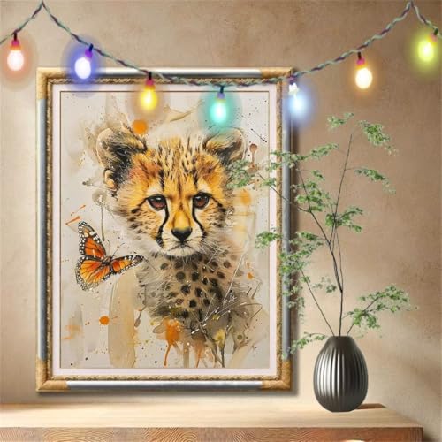 5D Diamond Painting Kinder,Diamant Painting Bilder für Erwachsene Große 100x133cm,DIY Schmetterling,Gepard Full Drill Crystal Art Mosaikherstellung Basteln Kits für Geschenk,Home Wand Décor 59N-1099 von LeiDong
