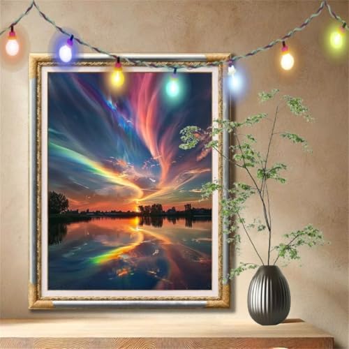 5D Diamond Painting Kinder,Diamant Painting Bilder für Erwachsene Große 40x50cm,DIY Sonnenuntergang,Fluss Full Drill Crystal Art Mosaikherstellung Basteln Kits für Geschenk,Home Wand Décor 59N-1533 von LeiDong