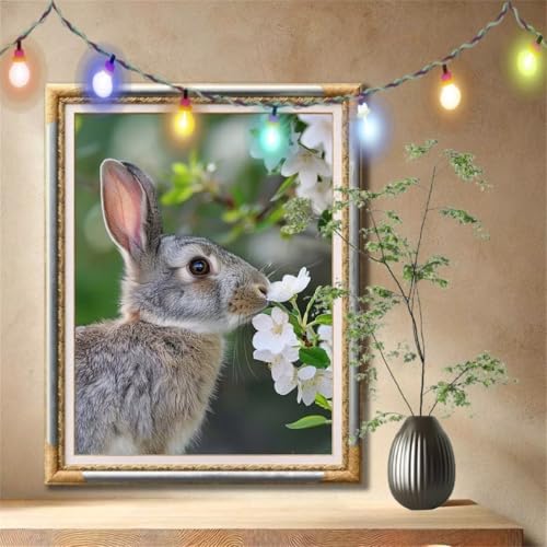 5D Diamond Painting Set für Erwachsene Große (100x133cm),Blume,Kaninchen Diamant Painting Bilder Kinder,DIY Kristall Strass Cross Stickerei Malerei Bastelset für Büro,Wanddeko,Geschenke 59N-1319 von LeiDong