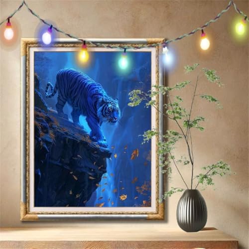 5D Diamond Painting Set für Erwachsene Große (30x40cm), Landschaft Tiger Diamant Painting Bilder Kinder, DIY Kristall Strass Cross Stickerei Malerei Bastelset für Büro, Wanddeko, Geschenke 59N-792 von LeiDong