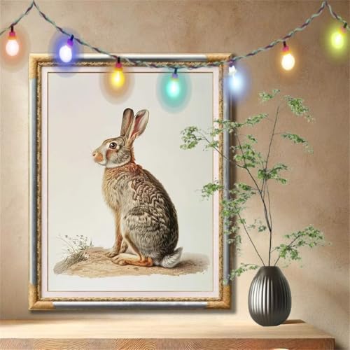 5D Diamond Painting Set für Erwachsene Große (50x70cm), Tier,Kaninchen Diamant Painting Bilder Kinder, DIY Kristall Strass Cross Stickerei Malerei Bastelset für Büro, Wanddeko, Geschenke 59N-1554 von LeiDong