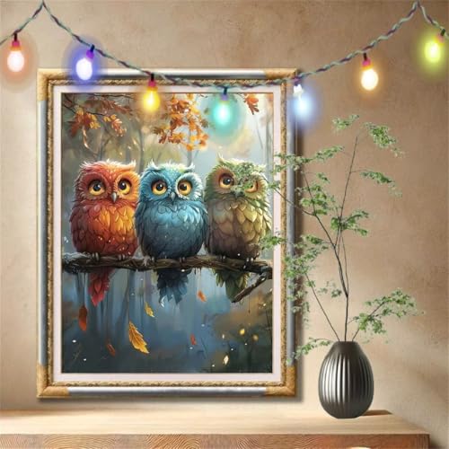 5D Diamond Painting Set für Erwachsene Große (70x90cm), Cartoon-Eule,Tier Diamant Painting Bilder Kinder, DIY Kristall Strass Cross Stickerei Malerei Bastelset für Büro, Wanddeko, Geschenke 59N-956 von LeiDong