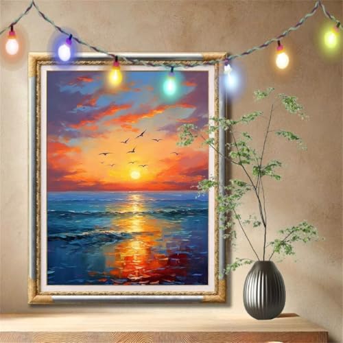 5D Diamond Painting Set für Erwachsene Große (70x90cm),Möwen,Sonnenuntergänge Diamant Painting Bilder Kinder,DIY Kristall Strass Cross Stickerei Malerei Bastelset für Schlafzimmer,Wanddeko 59N-1836 von LeiDong