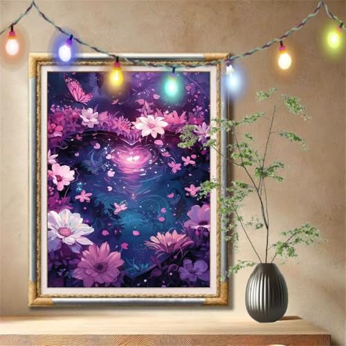 5D Diamond Painting Set für Erwachsene Große (80x107cm),Blume,Schmetterling Diamant Painting Bilder Kinder,DIY Kristall Strass Cross Stickerei Malerei Bastelset für Schlafzimmer,Wanddeko 59N-1597 von LeiDong