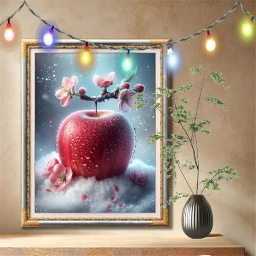5D Diamond Painting Set für Erwachsene Große (90x120cm), Blume, Apfel Diamant Painting Bilder Kinder, DIY Kristall Strass Cross Stickerei Malerei Bastelset für Büro, Wanddeko, Geschenke 59N-118 von LeiDong