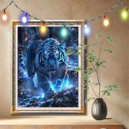 5D Diamond Painting Set für Erwachsene Große (90x120cm), Tiere,Tiger Diamant Painting Bilder Kinder, DIY Kristall Strass Cross Stickerei Malerei Bastelset für Büro, Wanddeko, Geschenke 59N-1678 von LeiDong