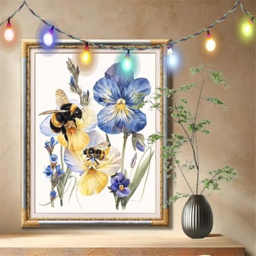 Diamant Painting Bilder für Erwachsene, 5D DIY Diamond Painting Kinder, Bienen,Blumen Full Drill Cross Stickerei Malerei Kits Nach Zahlen für Wanddeko, Zuhause Dekor Geschenke (100x133cm) 59N-1669 von LeiDong