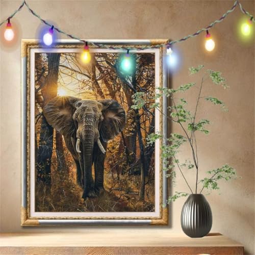 Diamant Painting Bilder für Erwachsene, 5D DIY Diamond Painting Kinder, Elefant,Tier Full Drill Cross Stickerei Malerei Kits Nach Zahlen für Wanddeko, Zuhause Dekor Geschenke (50x70cm) 59N-1304 von LeiDong