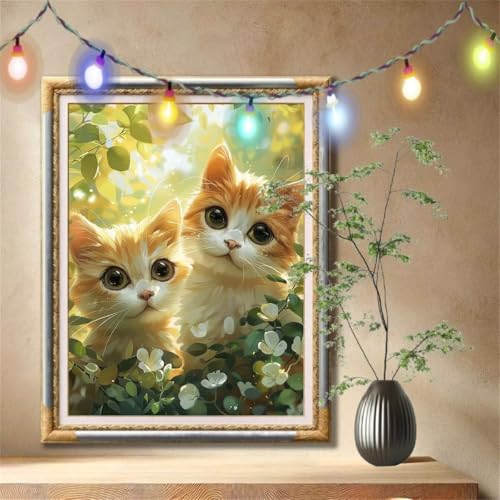 Diamant Painting Bilder für Erwachsene, 5D DIY Diamond Painting Kinder, Kätzchen,Tier Full Drill Cross Stickerei Malerei Kits Nach Zahlen für Wanddeko, Zuhause Dekor Geschenke (60x80cm) 59N-1025 von LeiDong