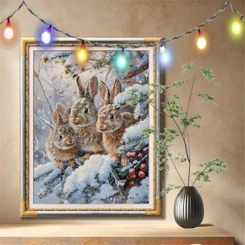 Diamant Painting Bilder für Erwachsene, 5D DIY Diamond Painting Kinder, Kaninchen,Tier Full Drill Cross Stickerei Malerei Kits Nach Zahlen für Wanddeko, Zuhause Dekor Geschenke (60x80cm) 59N-665 von LeiDong